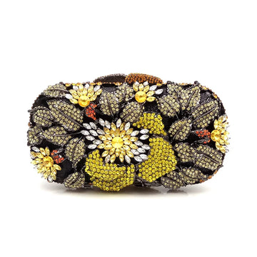 Rose Belle Crystal Metal Clutch