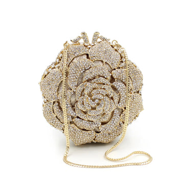 Crystal Flower Metal Clutch