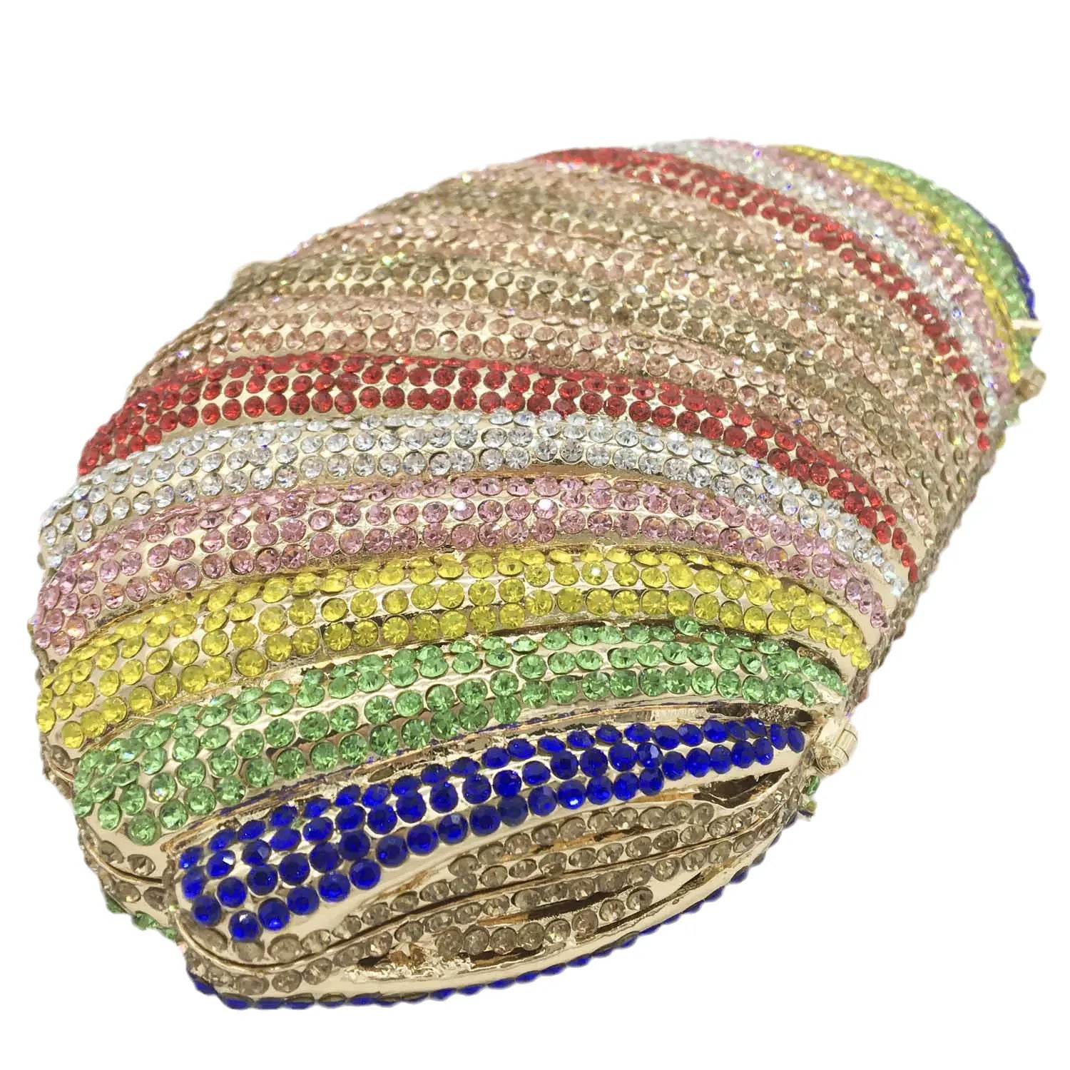 Saco de embreagem do arco-íris da forma do escudo da meia lua pequena de fgg das mulheres festa de casamento bolsas e bolsas de cristal da noite