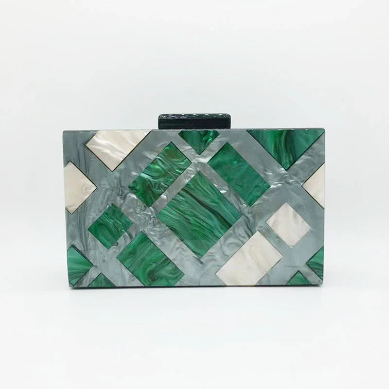 Moda acrílico bolsa de embreagem multicolorido xadrez retalhos saco de noite luxo corrente ombro crossbody sacos novidade carteira bolsas