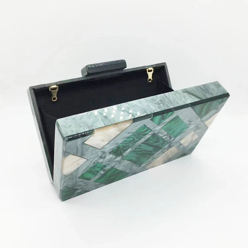 Moda acrílico bolsa de embreagem multicolorido xadrez retalhos saco de noite luxo corrente ombro crossbody sacos novidade carteira bolsas