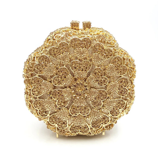 Xiyuan flor cristal embreagens mulheres sacos de noite metal caso duro casamento minaudiere embreagem festa nupcial strass bolsas