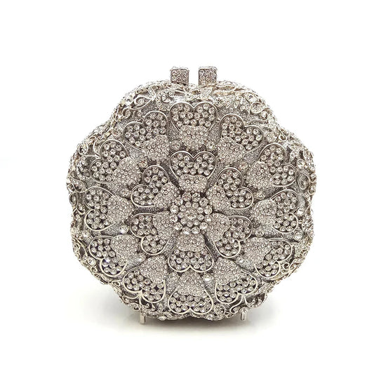 Xiyuan flor cristal embreagens mulheres sacos de noite metal caso duro casamento minaudiere embreagem festa nupcial strass bolsas