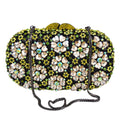 Khannet-sc781 saco de noite feminino, saco de noite luxuoso com padrão floral e strass esmeralda