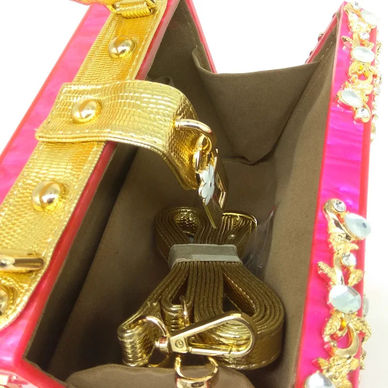 Bolsa de ombro feminina delicada de flor, bolsa de mão luxuosa de acrílico com bolsas transversais da moda, para mulheres