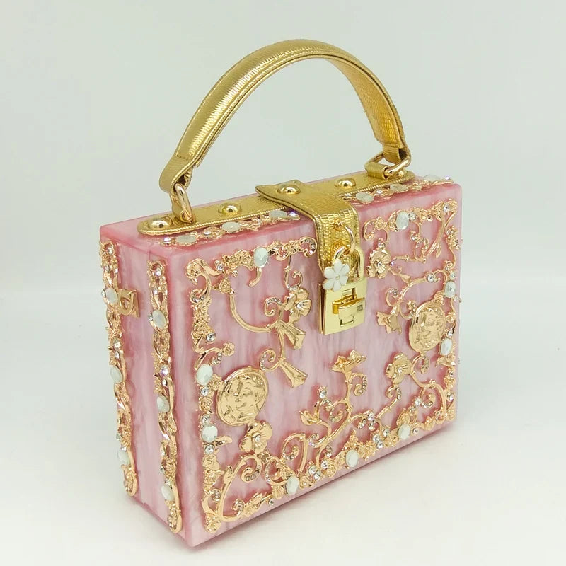 Bolsa de ombro feminina delicada de flor, bolsa de mão luxuosa de acrílico com bolsas transversais da moda, para mulheres