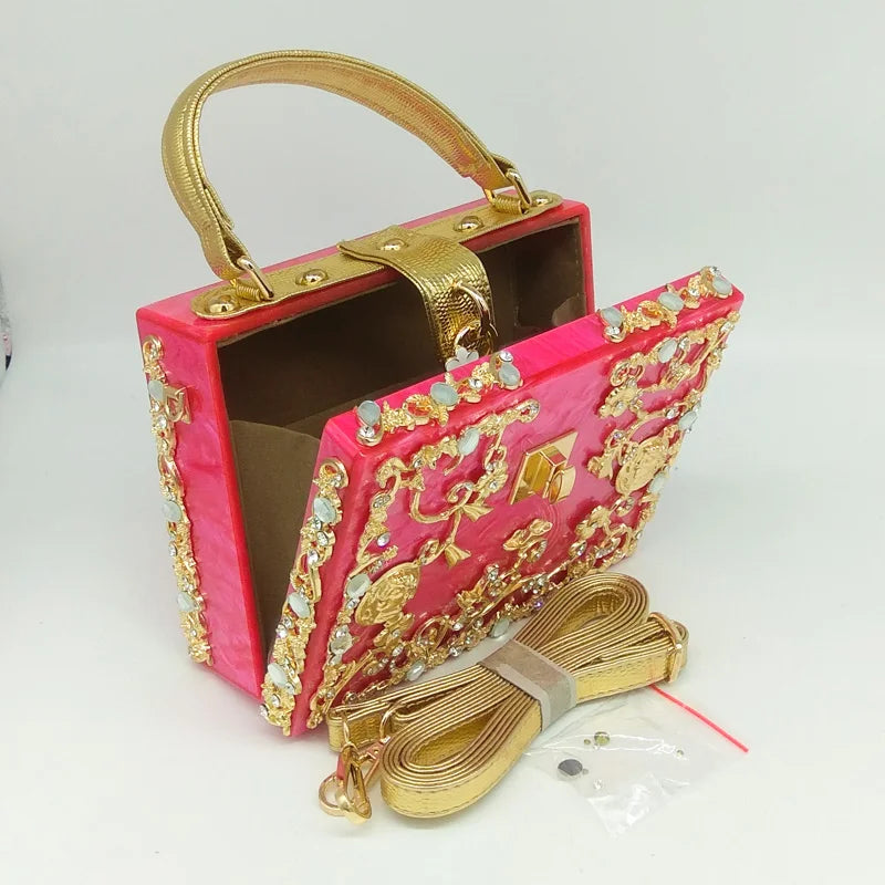 Bolsa de ombro feminina delicada de flor, bolsa de mão luxuosa de acrílico com bolsas transversais da moda, para mulheres