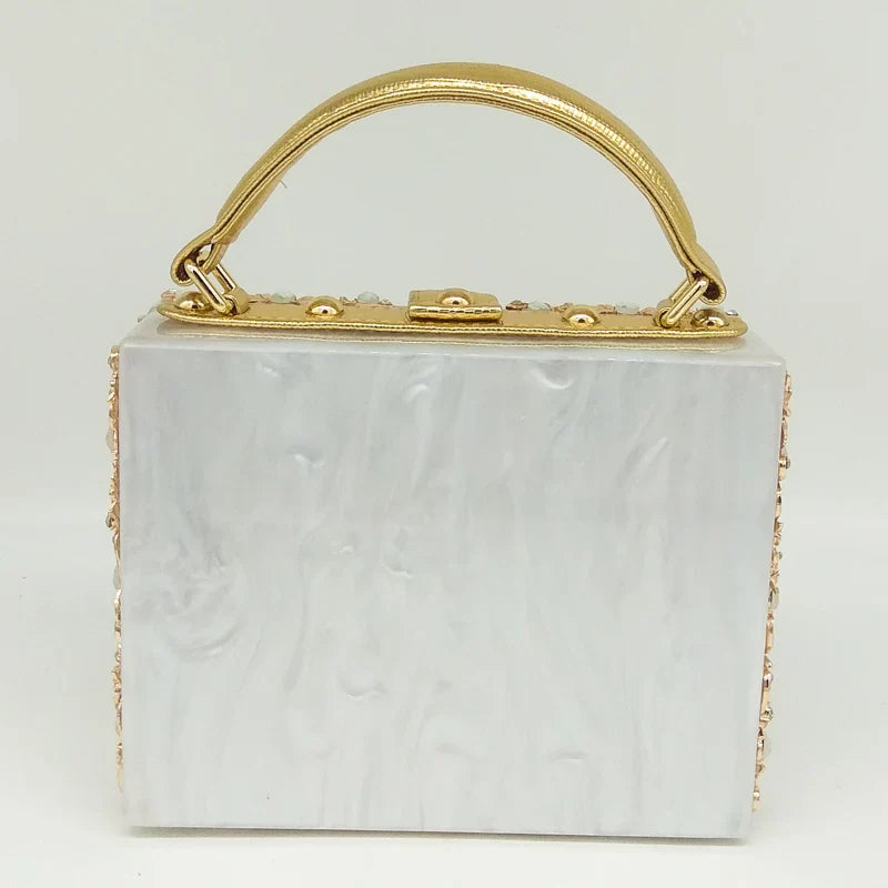 Bolsa de ombro feminina delicada de flor, bolsa de mão luxuosa de acrílico com bolsas transversais da moda, para mulheres