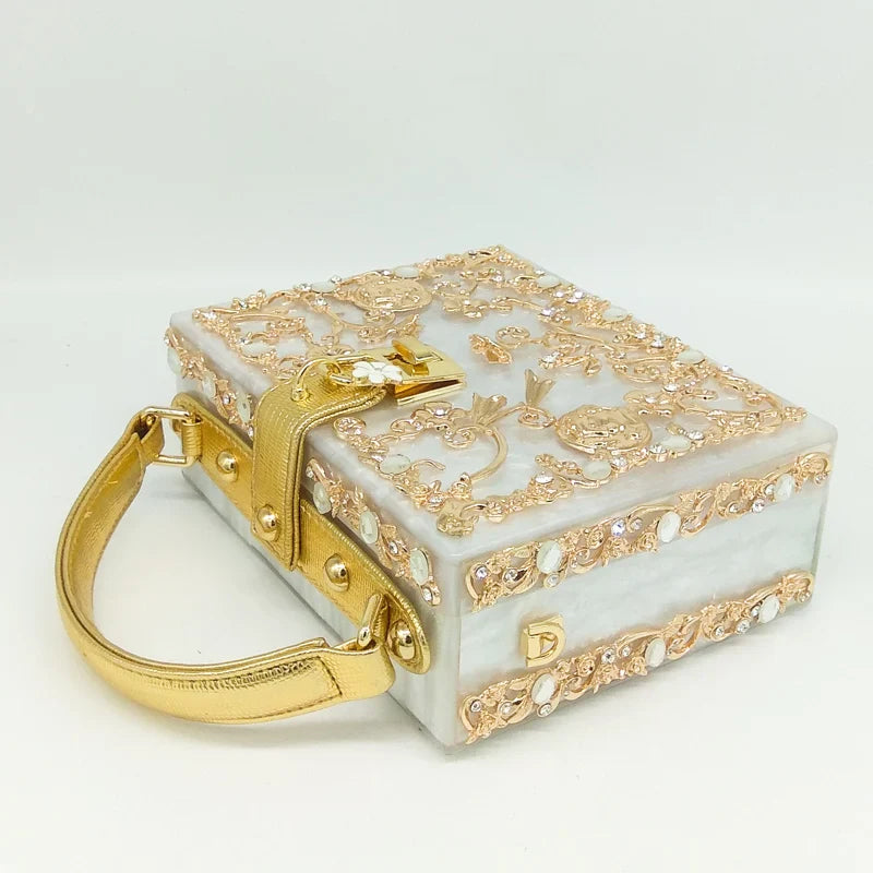 Bolsa de ombro feminina delicada de flor, bolsa de mão luxuosa de acrílico com bolsas transversais da moda, para mulheres