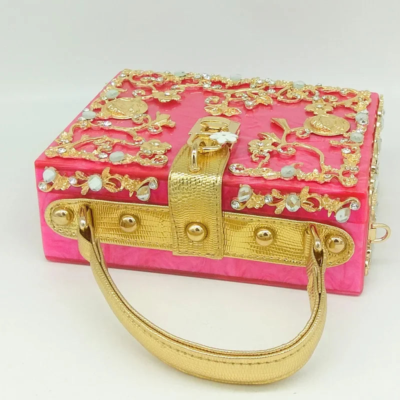 Bolsa de ombro feminina delicada de flor, bolsa de mão luxuosa de acrílico com bolsas transversais da moda, para mulheres