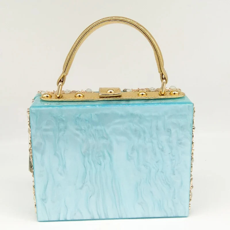 Bolsa de ombro feminina delicada de flor, bolsa de mão luxuosa de acrílico com bolsas transversais da moda, para mulheres