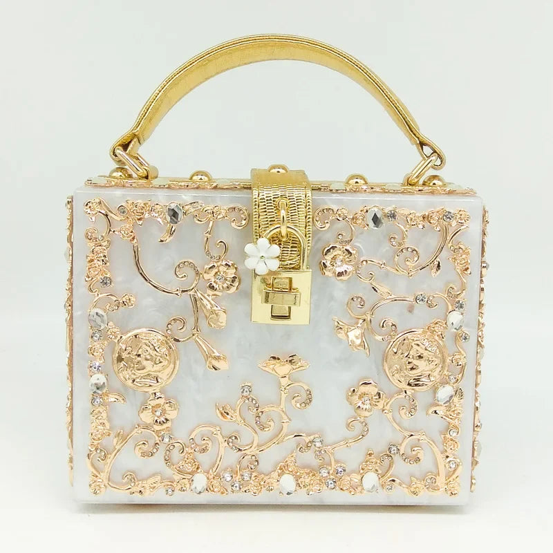 Bolsa de ombro feminina delicada de flor, bolsa de mão luxuosa de acrílico com bolsas transversais da moda, para mulheres