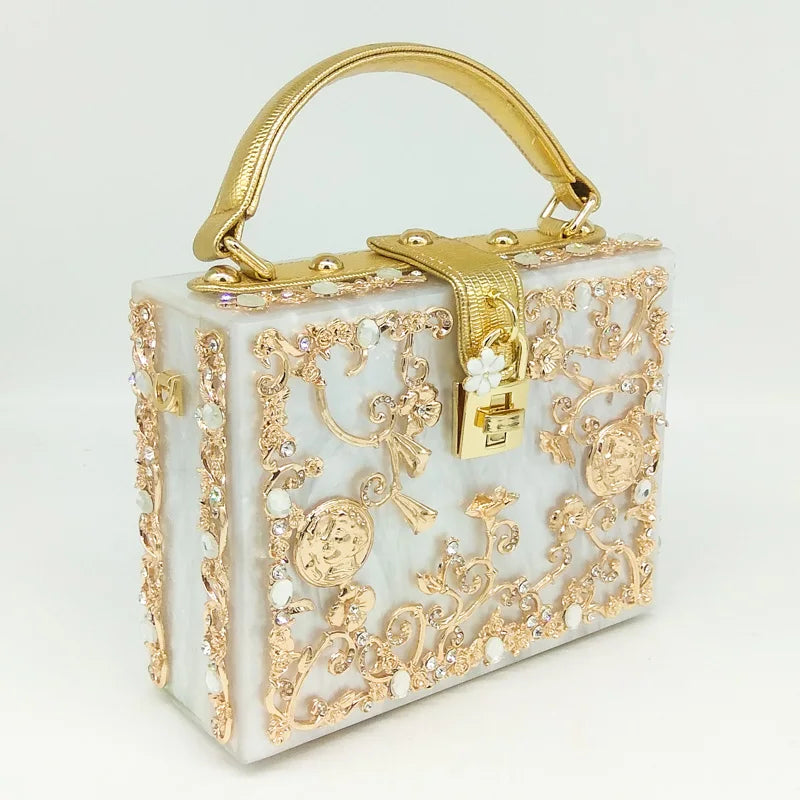 Bolsa de ombro feminina delicada de flor, bolsa de mão luxuosa de acrílico com bolsas transversais da moda, para mulheres