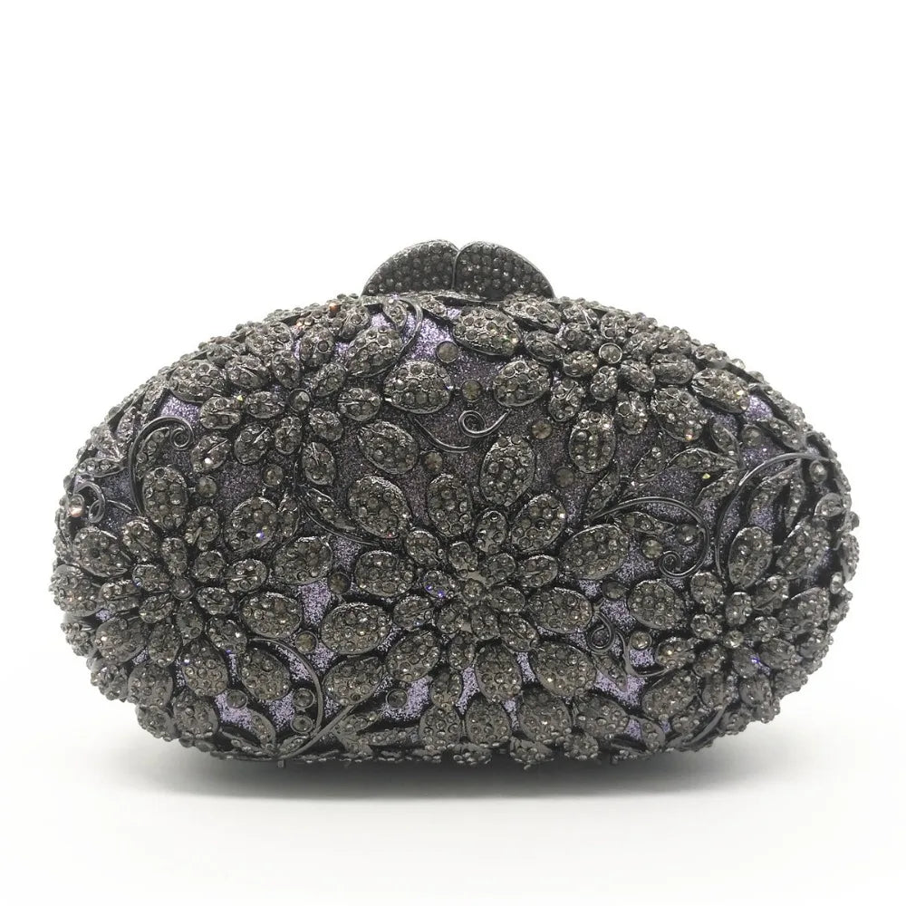 Mulheres oco para fora multi flores de cristal embreagem saco noite diamante minaudiere bolsa casamento para a mãe presentes natal sacos