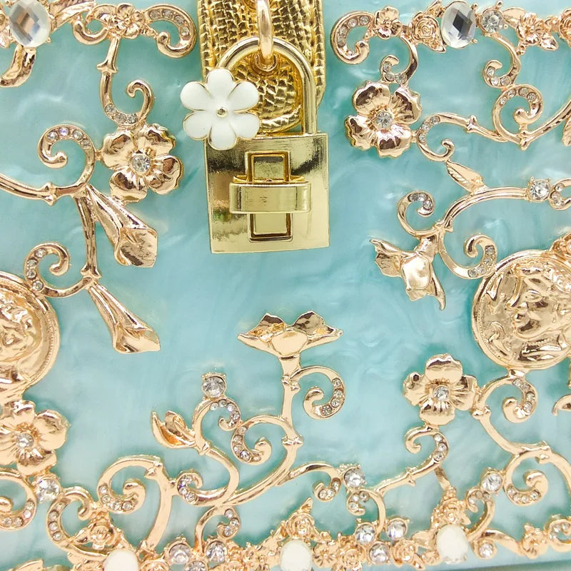 Bolsa de ombro feminina delicada de flor, bolsa de mão luxuosa de acrílico com bolsas transversais da moda, para mulheres