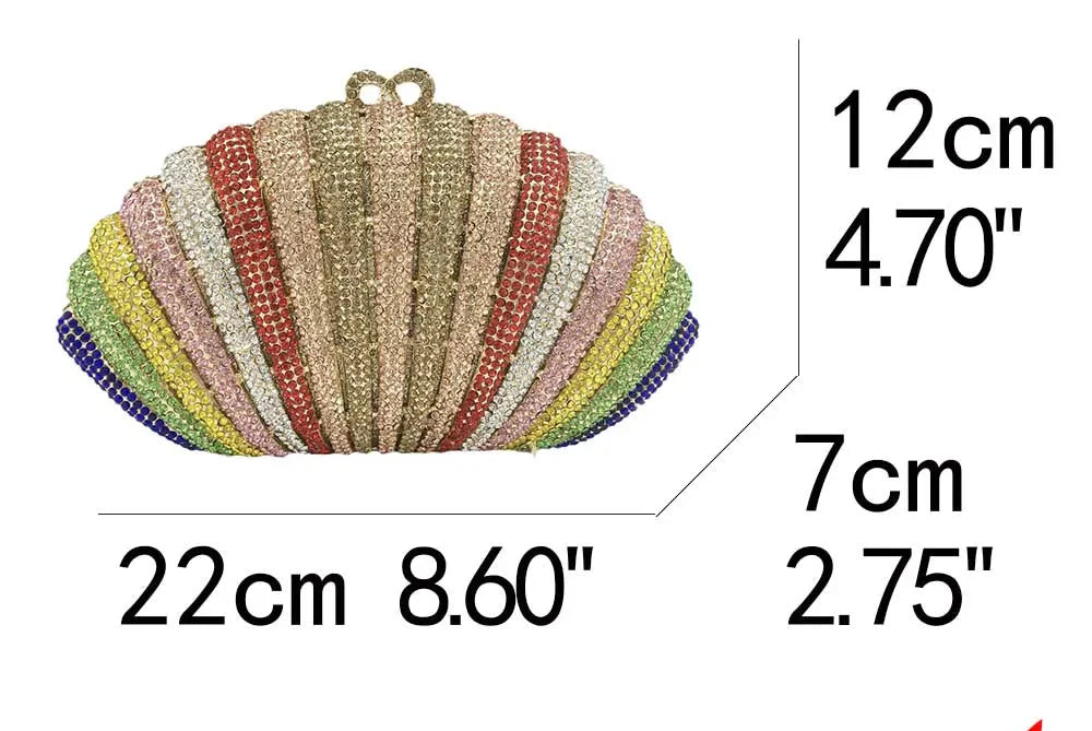 Saco de embreagem do arco-íris da forma do escudo da meia lua pequena de fgg das mulheres festa de casamento bolsas e bolsas de cristal da noite