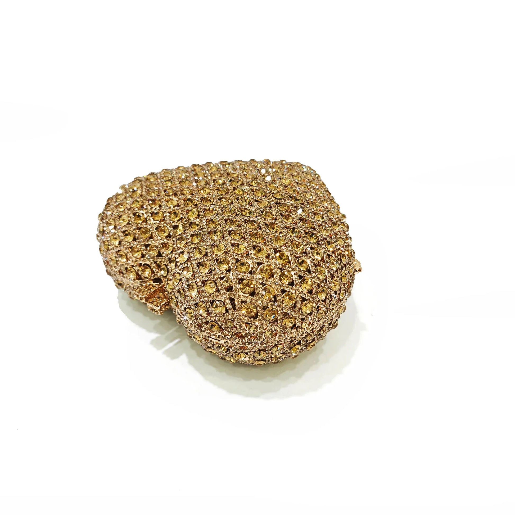 Ouro cristal saco de noite strass coração diamante casamento cristal luxo designer senhoras festa mini bolsa minaudiere bolsas