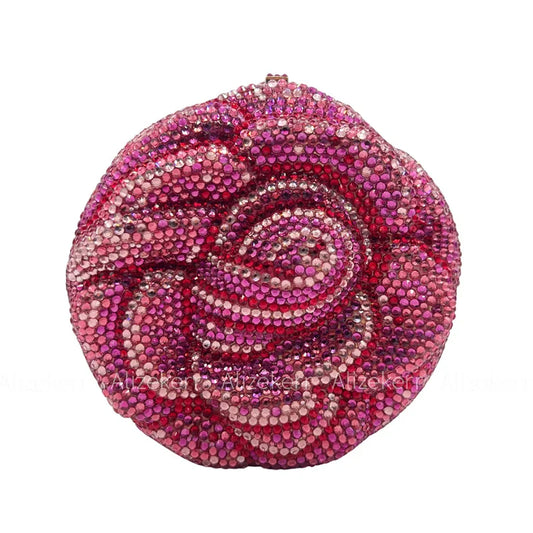 Alizekerr rosa em forma de cristal sacos de noite feminino lindo chique strass flor bolsas embreagem e bolsas festa casamento nupcial
