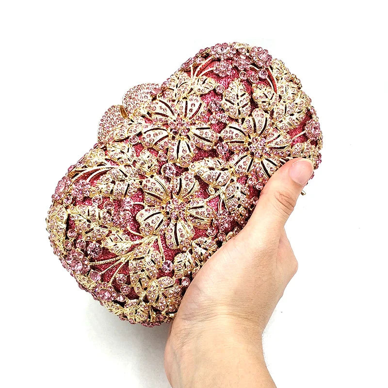 Mulheres saco de festa à noite diamantes elegante embreagem cristal luxo nupcial festa casamento carteira bolsa flor bolsas cristal