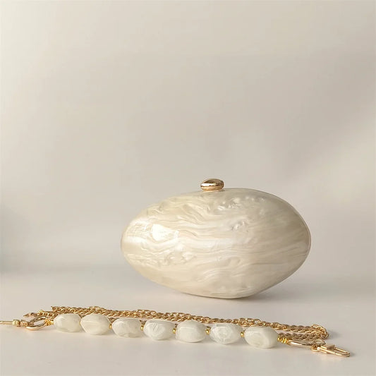 Pérola de mármore preto feminino glamouroso elegante novidade concha embreagem acrílico longa corrente cobra saco noite festa mini saco feminino