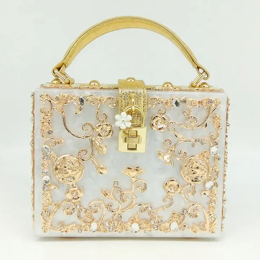 Bolsa de ombro feminina delicada de flor, bolsa de mão luxuosa de acrílico com bolsas transversais da moda, para mulheres