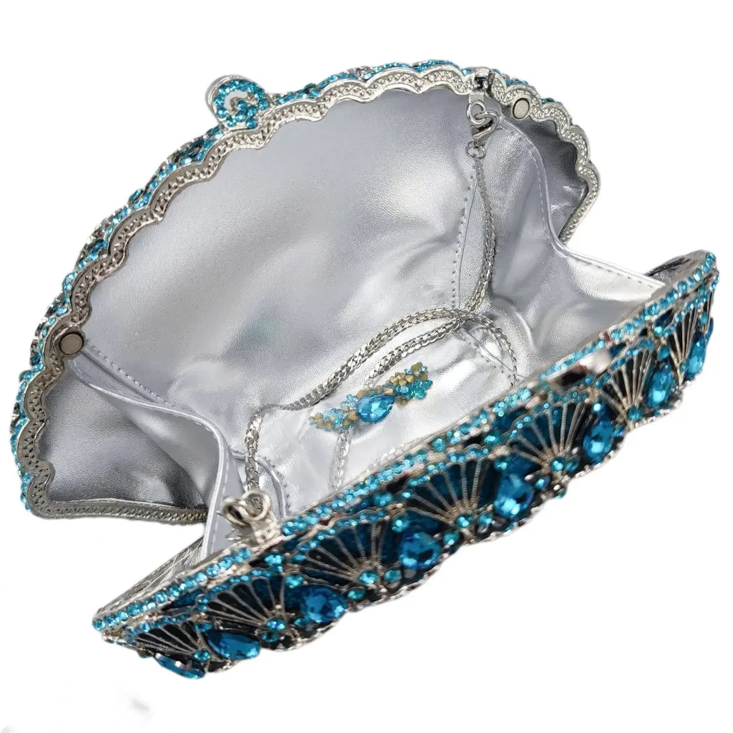 Boutique de fgg luz azul cristal sacos de embreagem para mulheres pavão noite bolsa nupcial casamento strass minaudiere bolsas saco