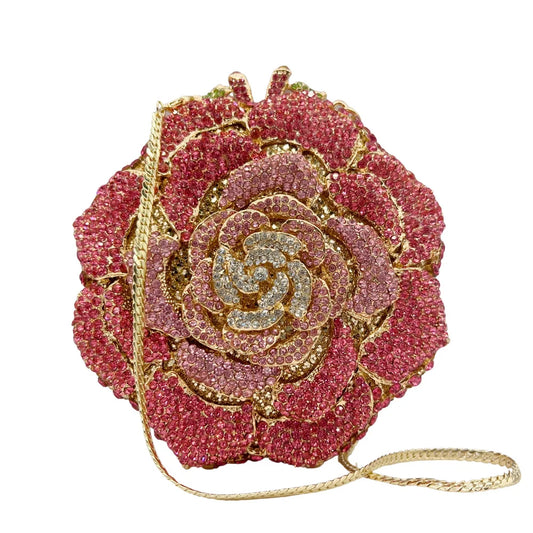 Rosa/branco cristal noite sacos de embreagem strass festa baile bolsas diamantes flor formal jantar bolsas para mulher minaudiere