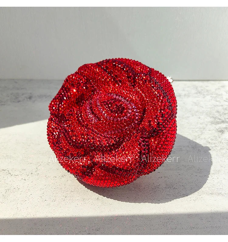 Alizekerr rosa em forma de cristal sacos de noite feminino lindo chique strass flor bolsas embreagem e bolsas festa casamento nupcial