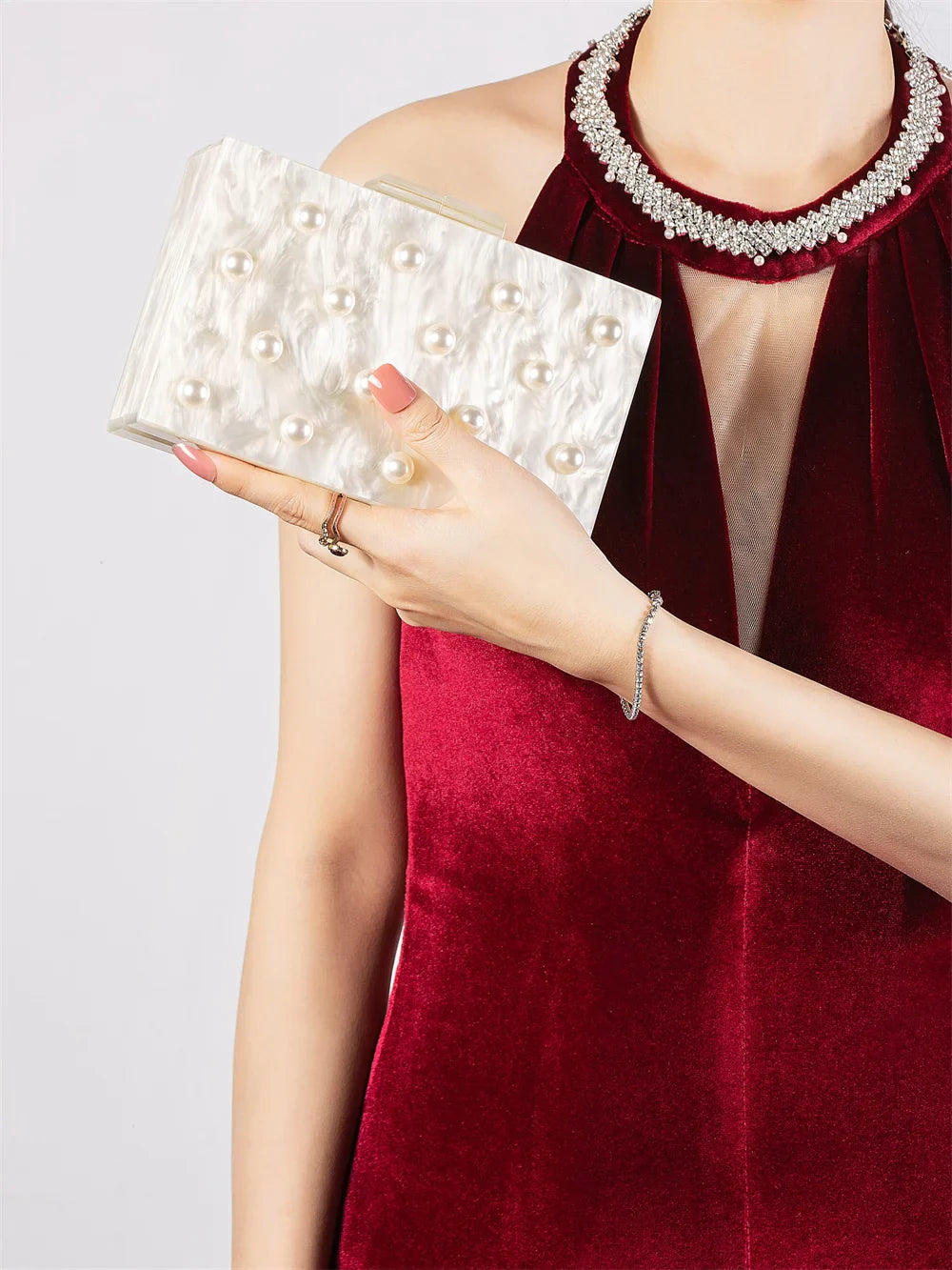 Caixa de acrílico mini aleta senhora gemas sacos ombro casamento noite bolsa feminina festa baile cruz corpo nupcial garras bolsa casamento