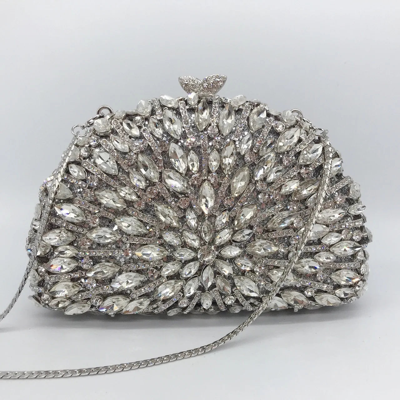 Esplêndido saco de jantar de diamante de metal, cheio de diamantes, saco de moda portátil para vestidos de banquete feminino bolsa de strass