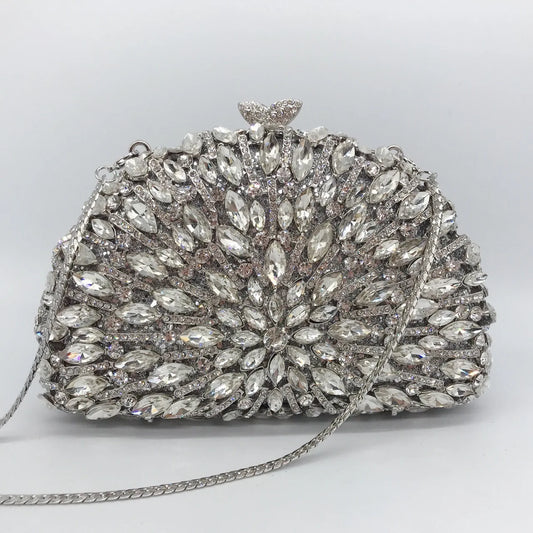 Esplêndido saco de jantar de diamante de metal, cheio de diamantes, saco de moda portátil para vestidos de banquete feminino bolsa de strass