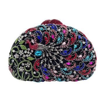 Venda quente de luxo phoenix flor totalmente diamante espumante grânulo cristal bolsa de noite de casamento feminino