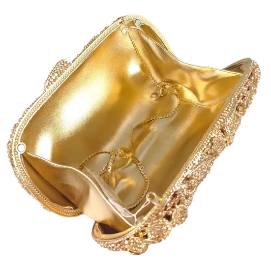 Boutique de fgg champanhe feminino flor bolsa de noite saco nupcial casamento strass bolsas festa jantar formal saco embreagem