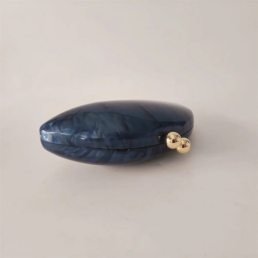Pérola Azul Escuro Shell Acrílico Caixa Bolsa de Embreagem para Mulheres, Bolsa De Noite, Bolsa Crossbody, Cadeia De Ombro Bolsas, Festa De Casamento, Senhora