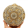 Boutique de fgg (em estoque) redondo circular oco para fora das mulheres cristal embreagem noite minaudiere saco casamento bolsa nupcial