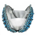 Boutique de fgg ciano azul feminino cristal noite bolsas e bolsas festa baile bebê azul strass embreagem minaudiere saco