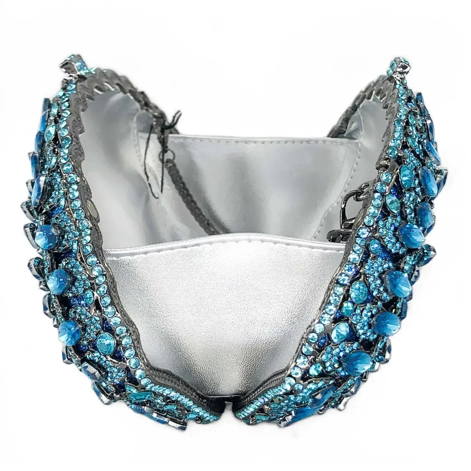 Boutique de fgg ciano azul feminino cristal noite bolsas e bolsas festa baile bebê azul strass embreagem minaudiere saco