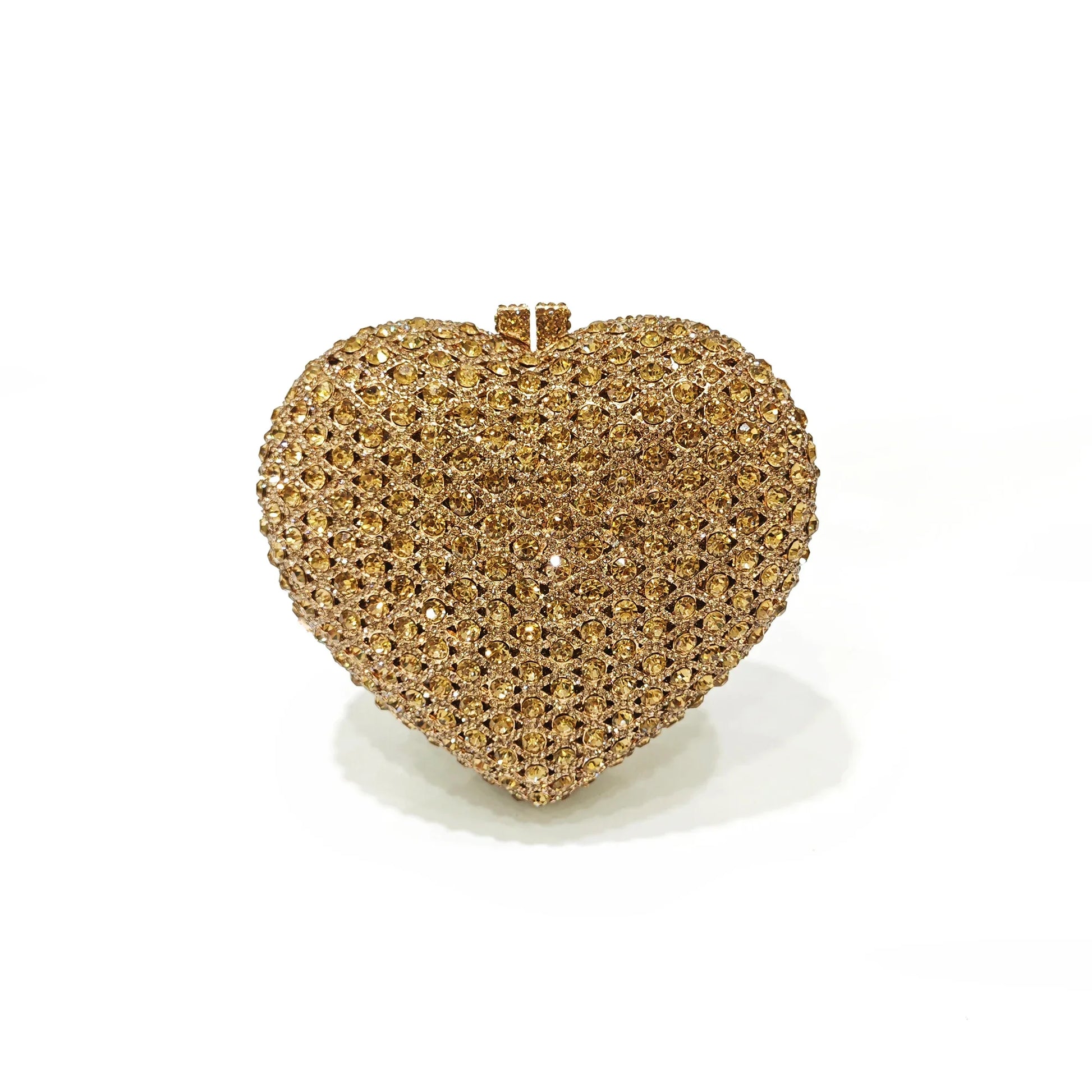 Ouro cristal saco de noite strass coração diamante casamento cristal luxo designer senhoras festa mini bolsa minaudiere bolsas