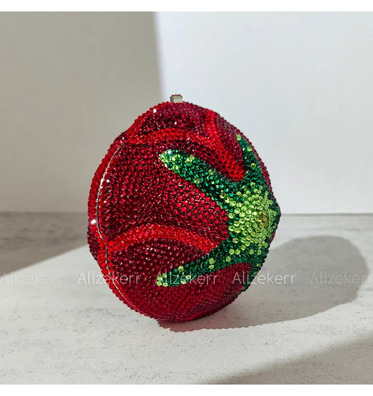 Alizekerr rosa em forma de cristal sacos de noite feminino lindo chique strass flor bolsas embreagem e bolsas festa casamento nupcial