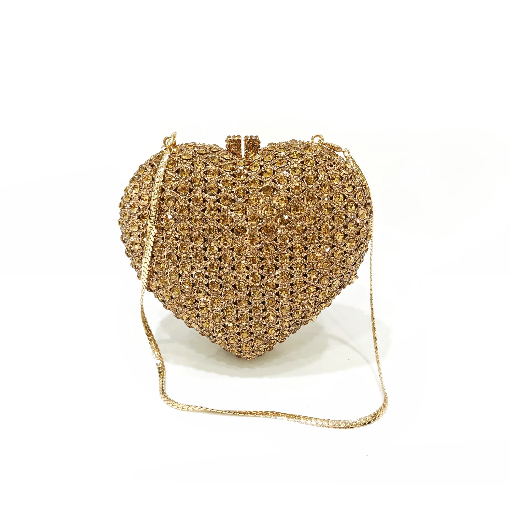 Ouro cristal saco de noite strass coração diamante casamento cristal luxo designer senhoras festa mini bolsa minaudiere bolsas