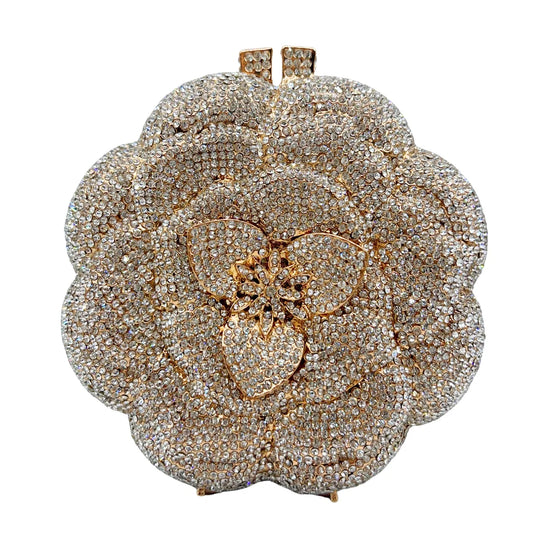 Alta qualidade presente do dia das mães 3d flor rosa strass diamante saco meninas e mulher saco de noite de casamento