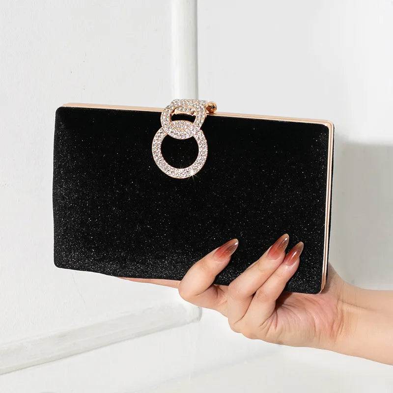 Luxo veludo saco de embreagem designer jantar vestido festa casamento banquete saco brilhante strass corrente bolsas elegante saco noite