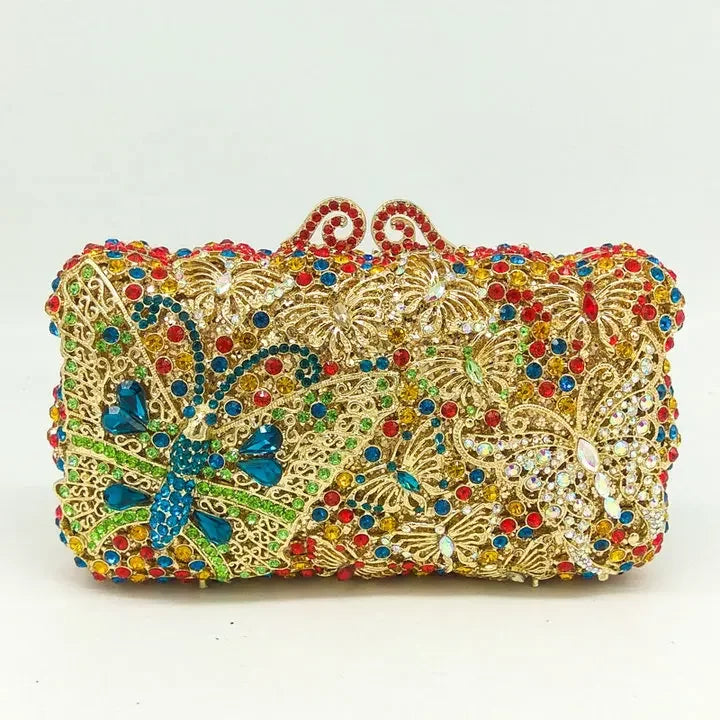 Boutique de fgg borboletas embreagem feminina noite minaudiere sacos bolsas de casamento bolsas de noiva senhoras festa saco de embreagem de cristal