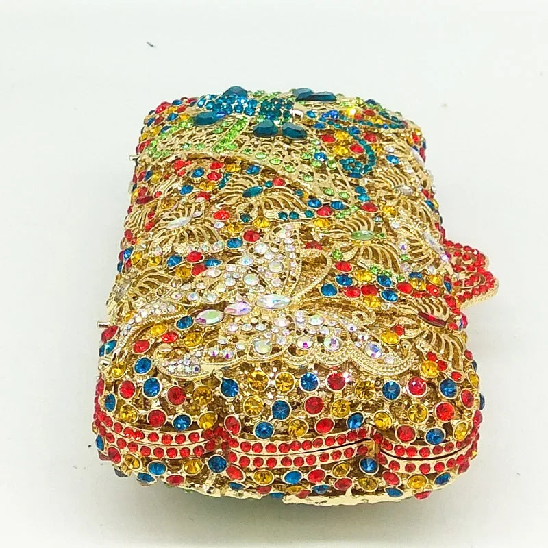 Boutique de fgg borboletas embreagem feminina noite minaudiere sacos bolsas de casamento bolsas de noiva senhoras festa saco de embreagem de cristal