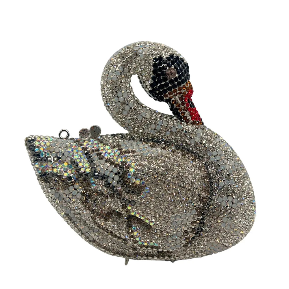 Sacos de noite de cristal em forma de cisne diamante espumante bolsas de embreagem strass bolsas de metal duro saco de festa de casamento