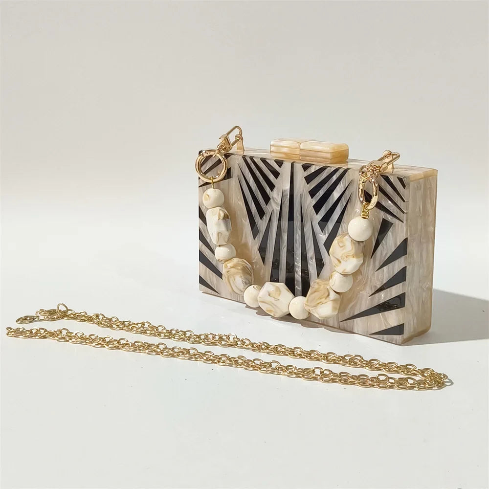 Mármore nu preto listrado acrílico bolsa feminina ombro noite garras saco festa de casamento designer senhora aleta bolsa caixa