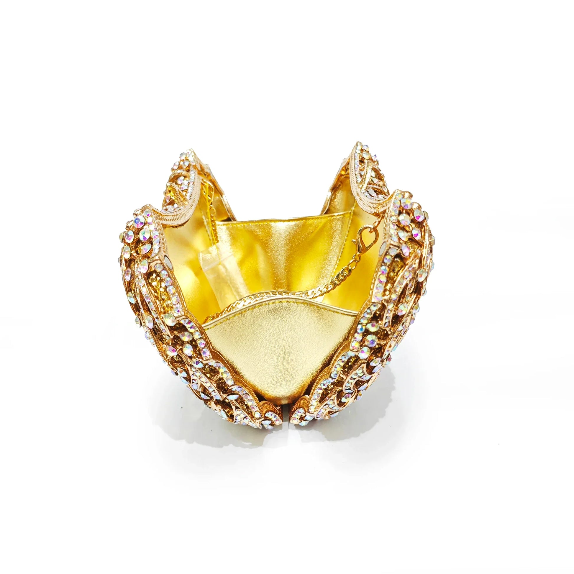 Ab mulheres bolsas de noite ouro metal luxo senhora diamante bolsas bolsa cocktail garras jantar baile cristal embreagem strass