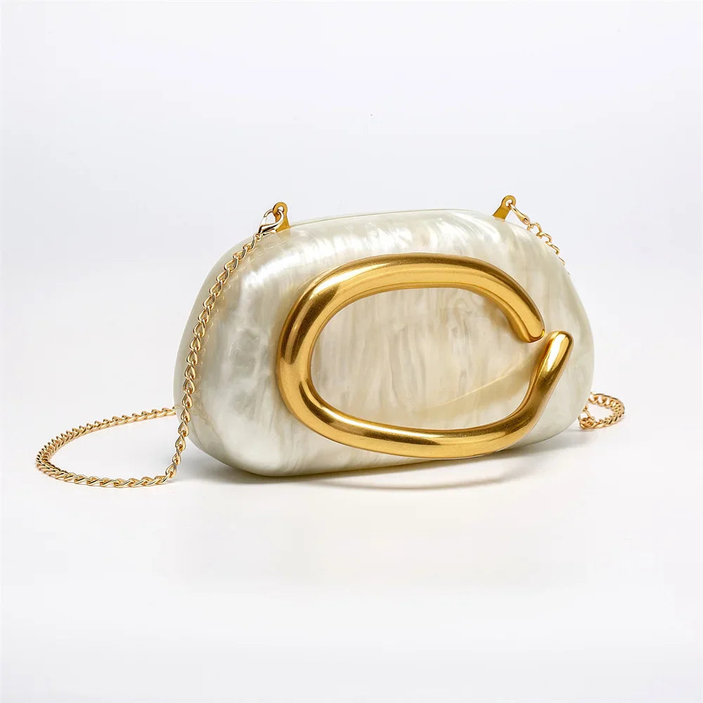 Mulheres grande bronze metal nome acrílico caixa embreagem sacos de noite nupcial bolsas e bolsas praia presente luxo designer bolsa