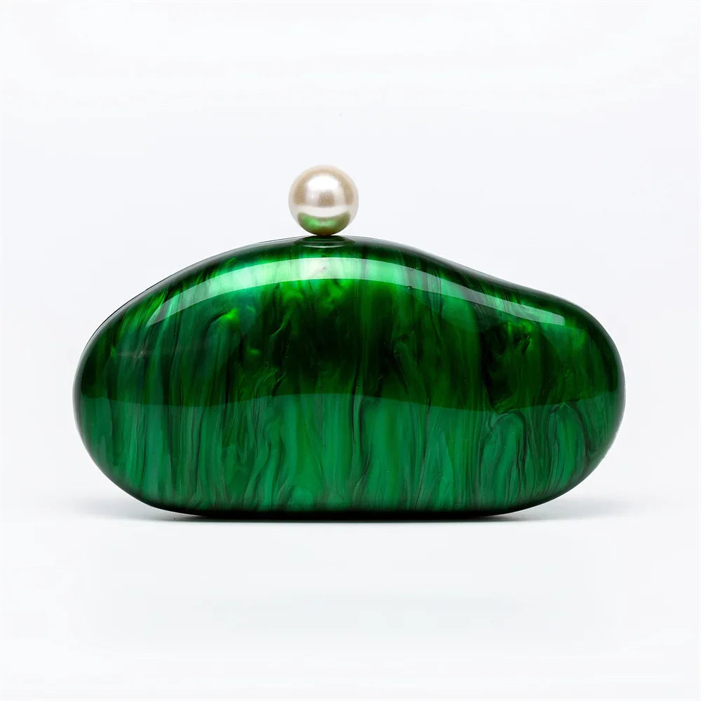 Nova pérola mármore vermelho verde marrom preto acrílico caixa embreagens sacos de noite feminino luxo designer bolsas nupcial festa casamento sacos