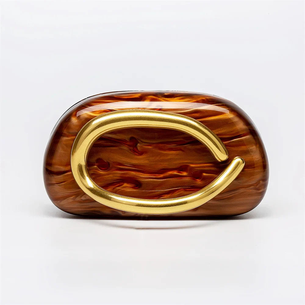 Mulheres grande bronze metal nome acrílico caixa embreagem sacos de noite nupcial bolsas e bolsas praia presente luxo designer bolsa